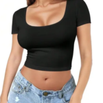 Square Neck Half Sleeve Purple Crop Top for Women & Girls | Stylish Casual Wear