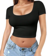 Square Neck Half Sleeve Purple Crop Top for Women & Girls | Stylish Casual Wear