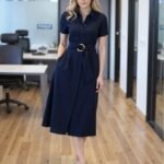 Women's Formal Belted Shirt Dress