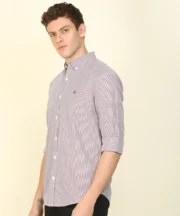 Men Slim Fit Striped Button Down Collar Casual Shirt - Image 2
